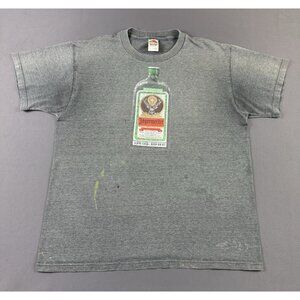 Rare Vintage 90s Jagermeister Shot Drink Sun Fade Gray Large Shirt Promo Alcohol
